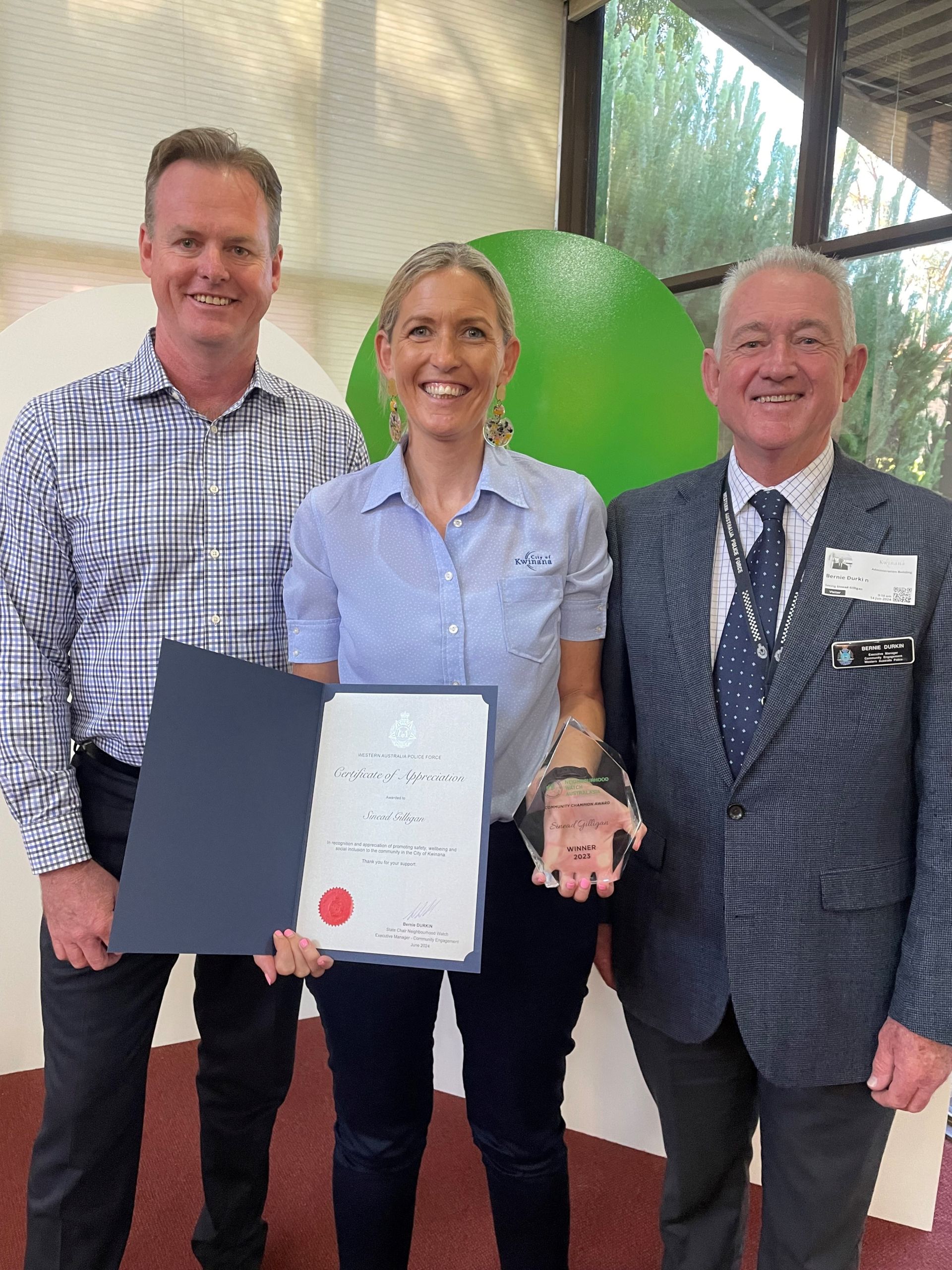 Garry Fisher Director City Life City of Kwinana, Sinead Gilligan, and Bernie Durkin NHWA Chair