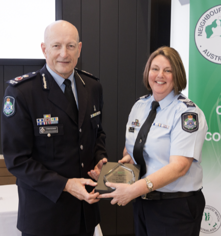 Queensland Police Commissioner Steve Gollschewski APM, and winner of the 2023 NHWA Police Commissioner’s Award, Sergeant Nadine Webster